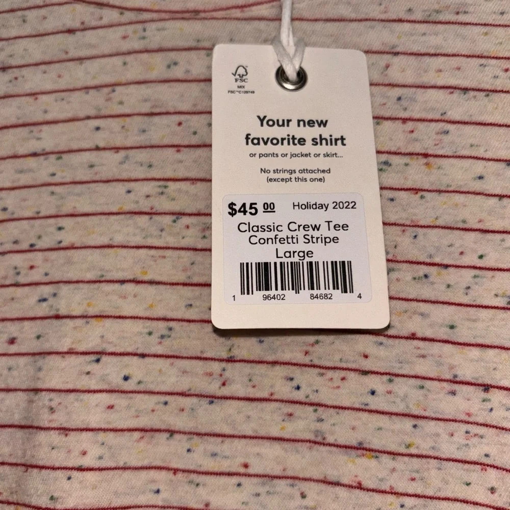 Marine Layer Classic Crew Tee Confetti Stripe Women’s Size Large NWT - Picture 6 of 8